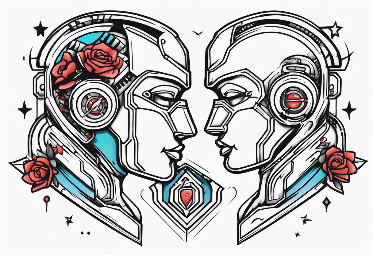 Kissing robot tattoo idea