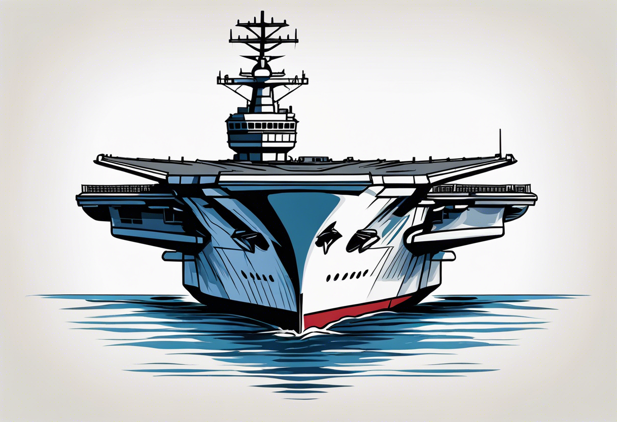 aircraft carrier front view tattoo idea