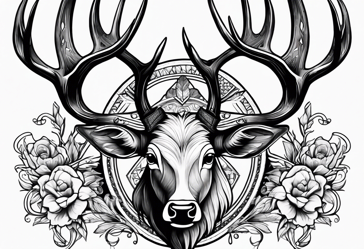 buck's antlers making a cool design tattoo idea