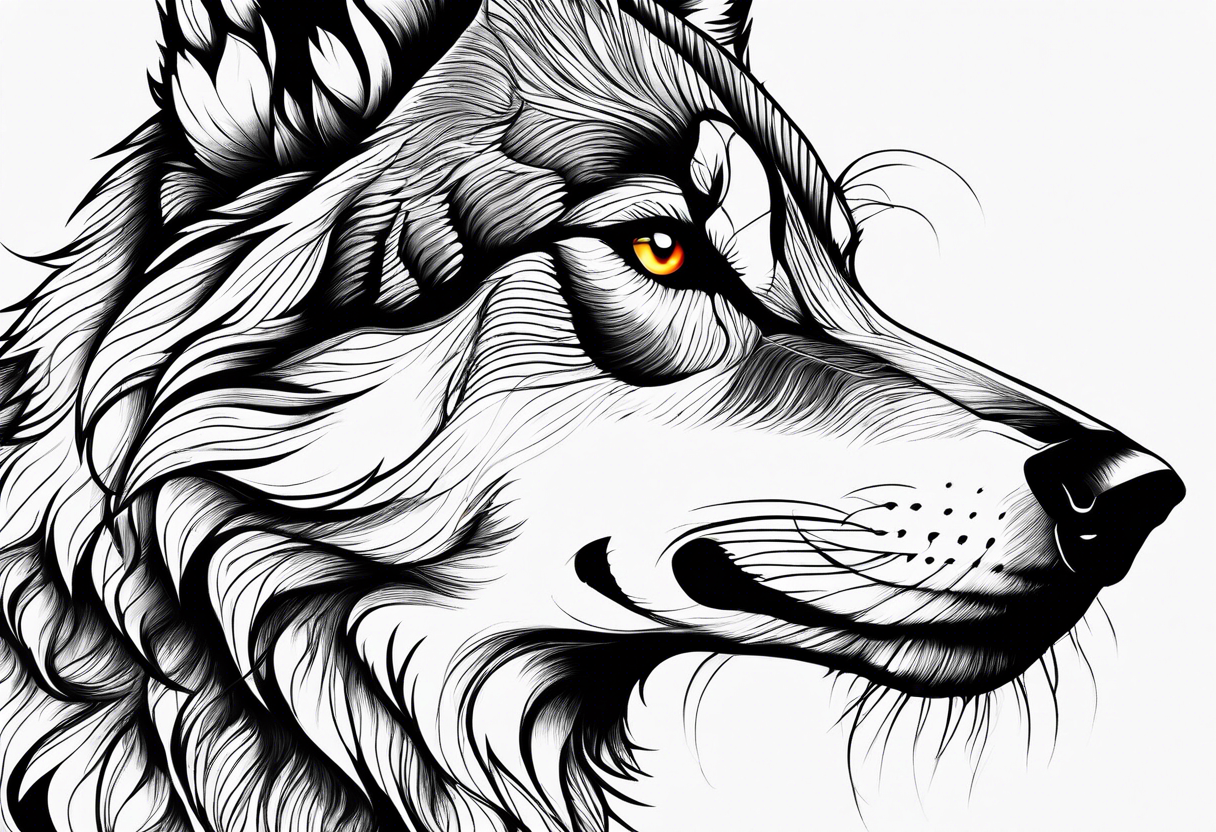 Realistic wolf along right side of woman’s body tattoo idea