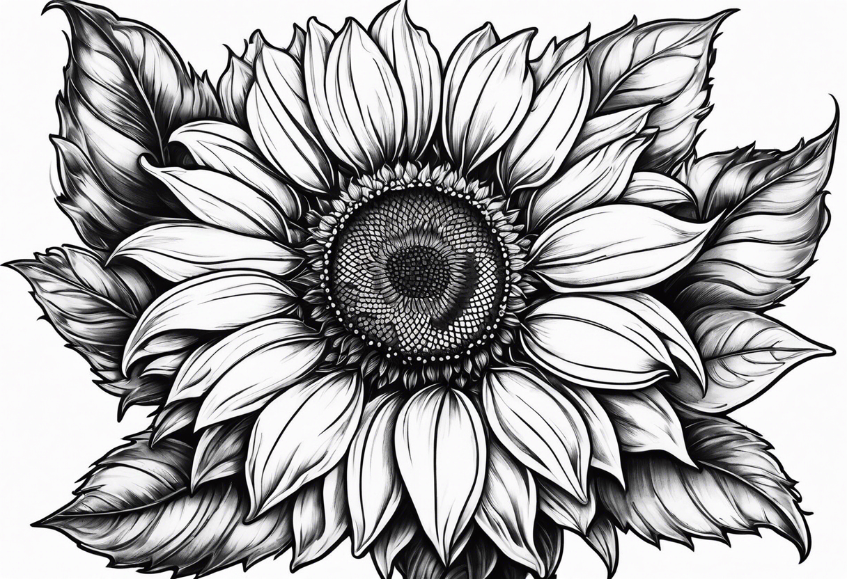 sketch sunflower gentle non dark tattoo idea