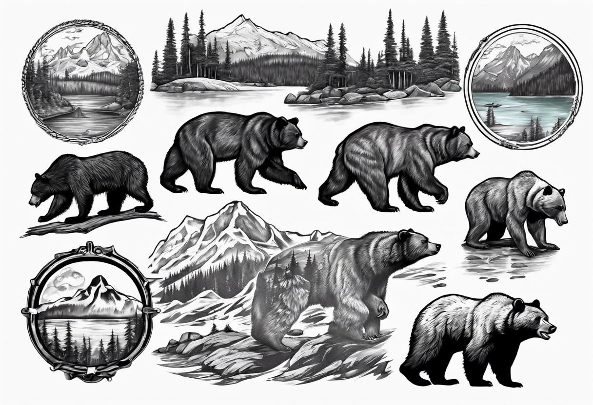 British Columbia landscape inside bear tattoo idea