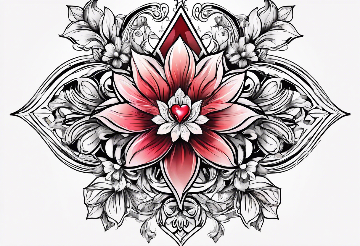 Floral, blessed virgin, abstract, beautiful, sacred heart, religious tattoo idea