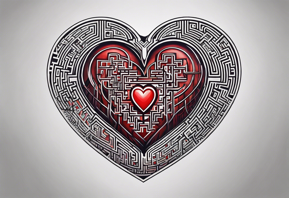 heart with a maze inside tattoo idea