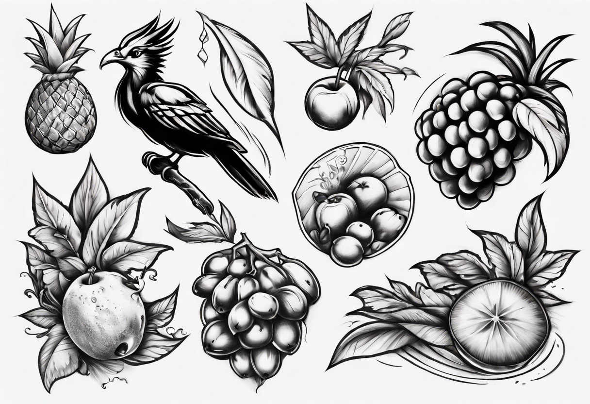 A half sleeve that includes Jamaica, Maybe the national bird or the national fruit. Also maybe something to do with family. tattoo idea