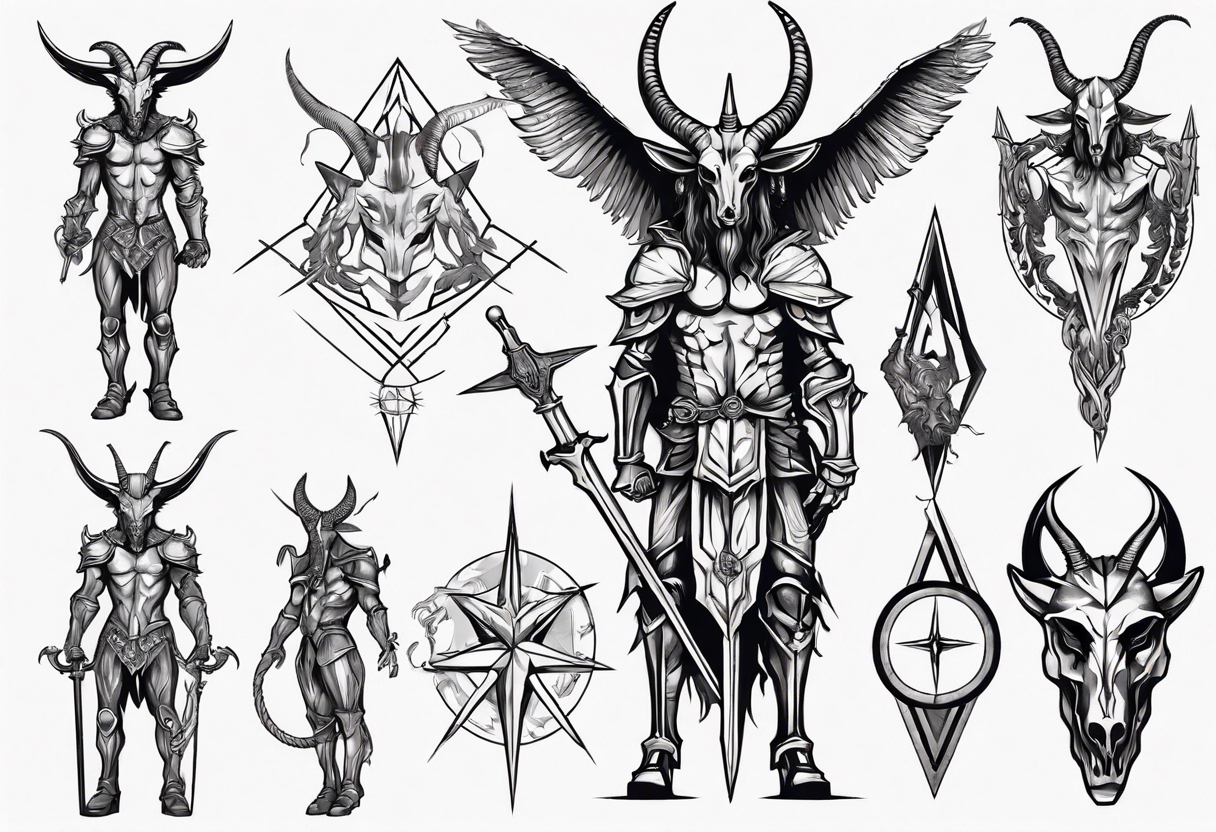 Baphomet standing full body knight tattoo idea