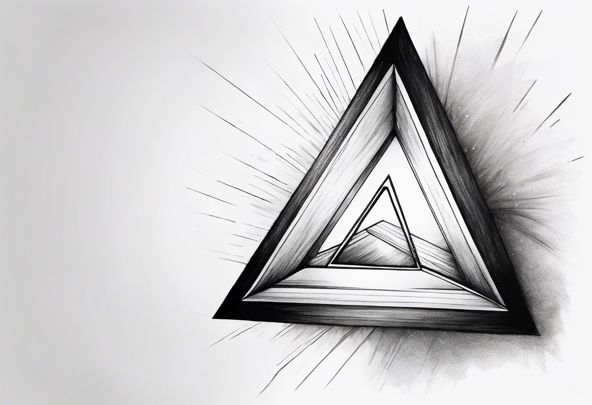 a ray of light entering a simple, flat, triangle prism from the left side and getting dispersed into colours tattoo idea