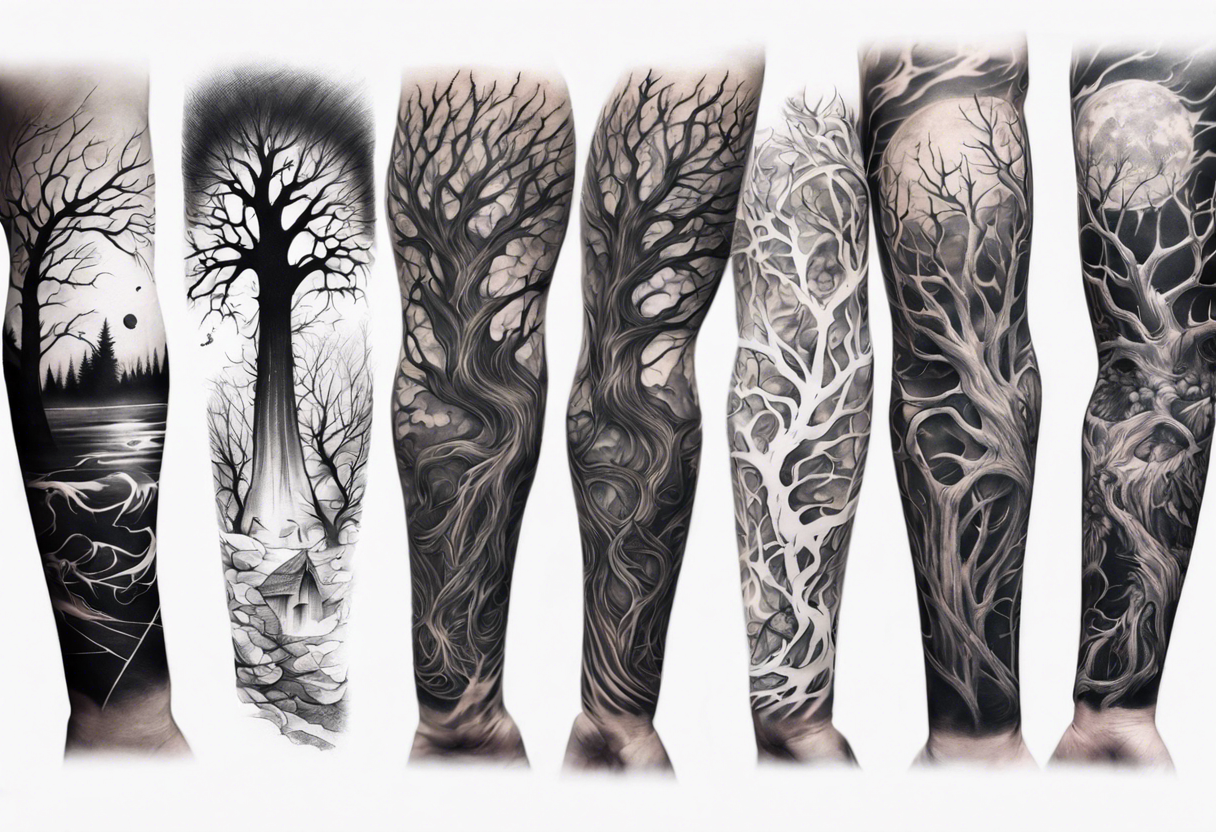 Pine Tree Tattoo Set Vector (EPS, SVG) | OnlyGFX.com