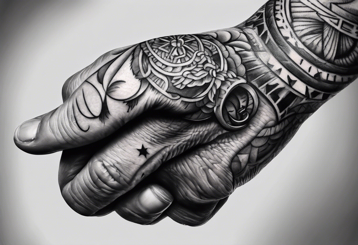 Grandfathers hand holding mine tattoo idea