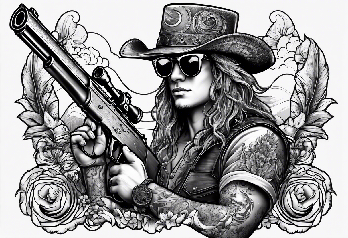 capricorn with sunglasses and shotgun tattoo idea