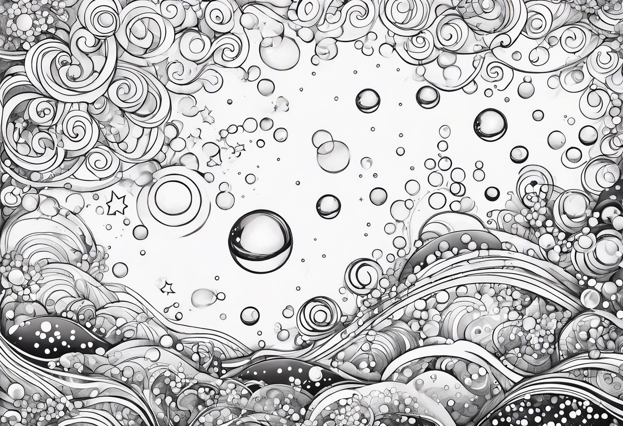 Draw me some magical really simple underwater bubbles and simple stars tattoo idea