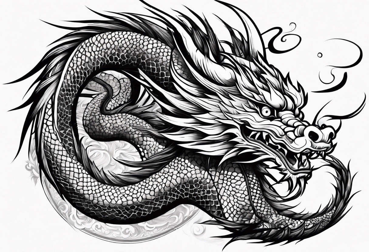 Brushstroke oriental dragon tattoo idea