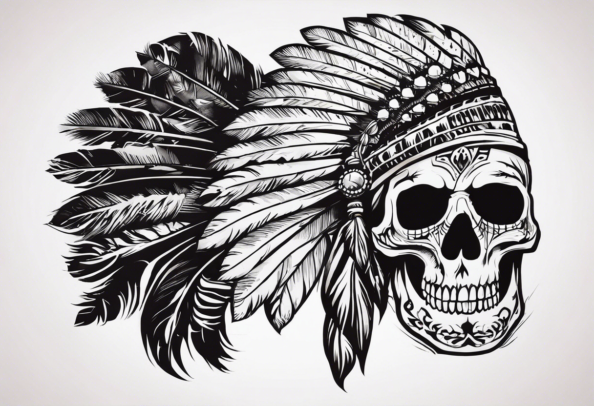 an Indian with a skull instead of a face so that he could be seen whole tattoo idea