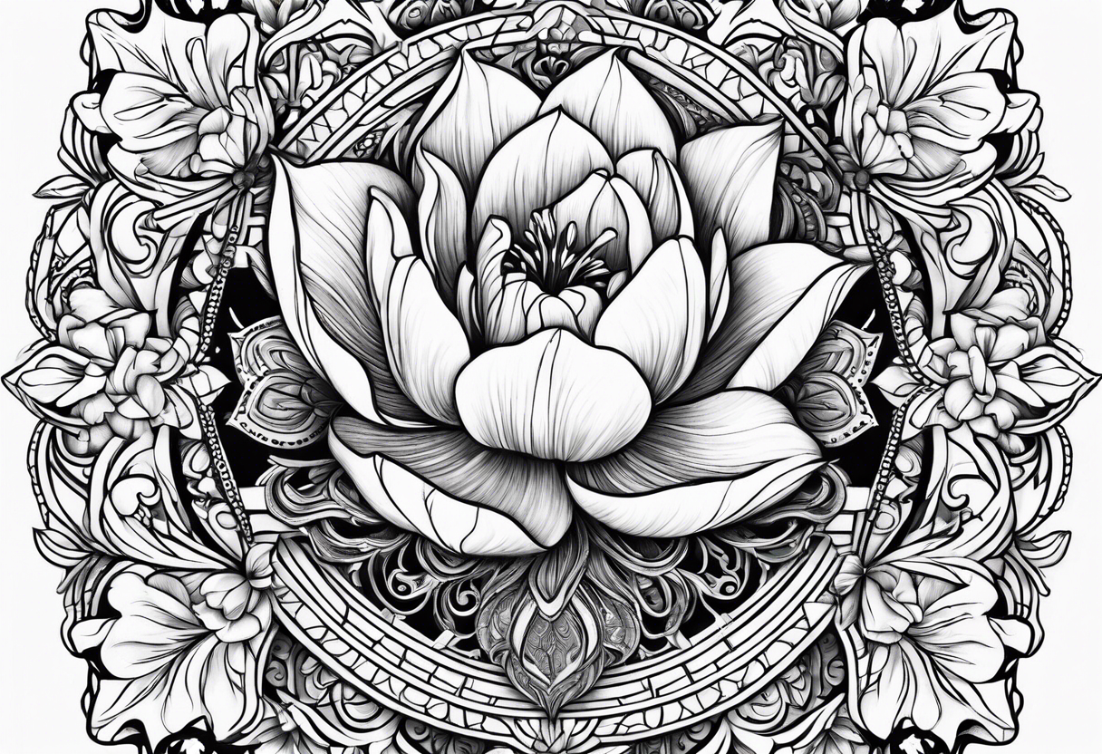 tulip and lilac mandala tattoo idea