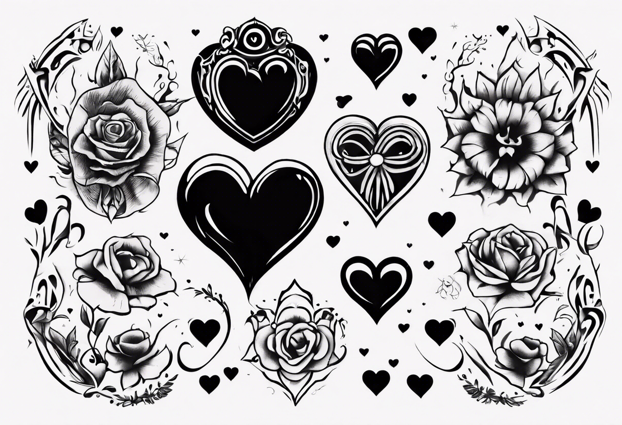 A black heart with the words Lucas and Margaret tattoo idea