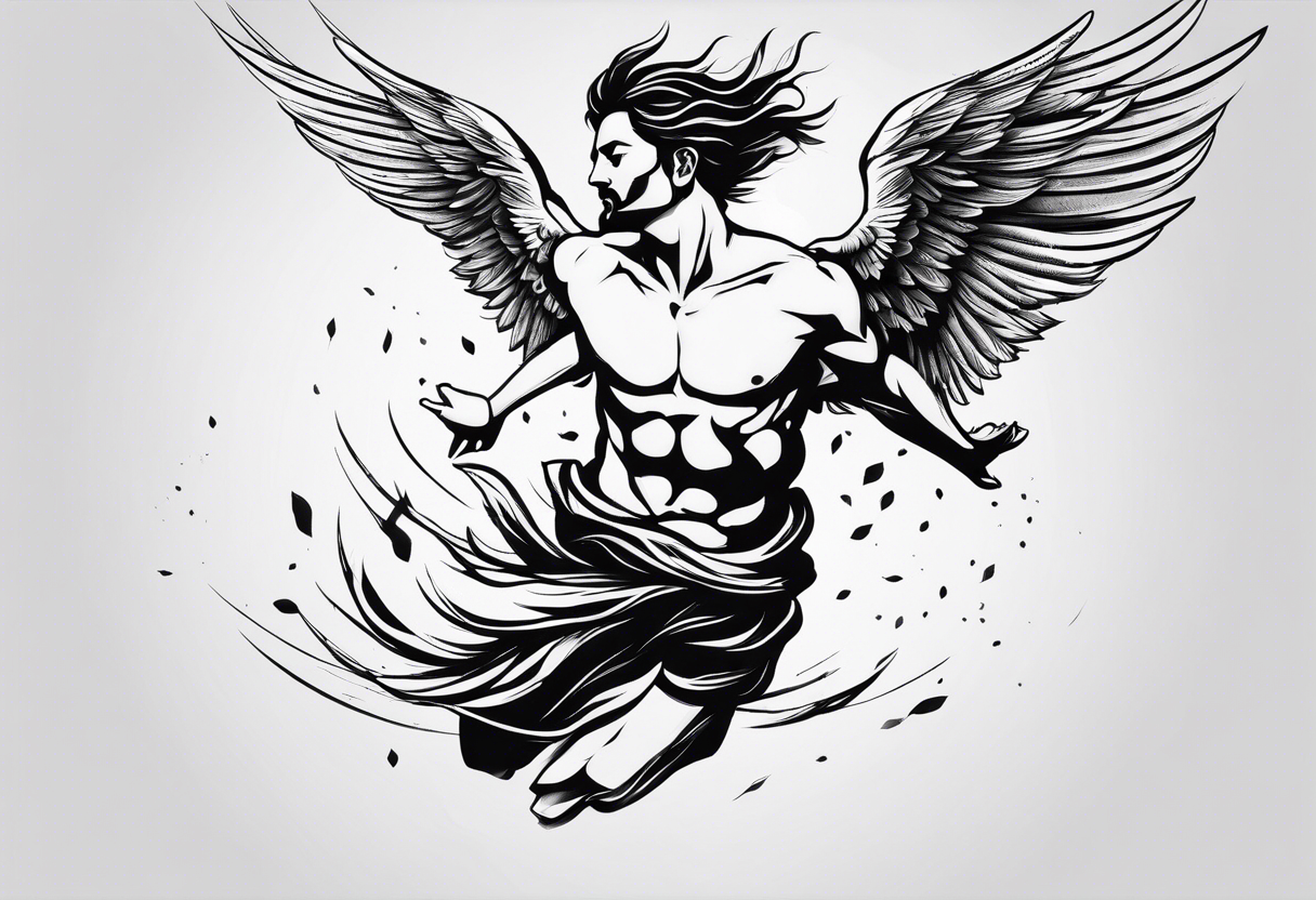 simple icarus falling tattoo idea