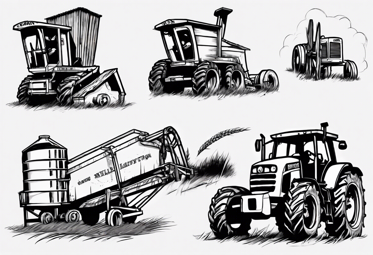 Grain tractor, mill, Harvey moon, grain tractor off loading tattoo idea