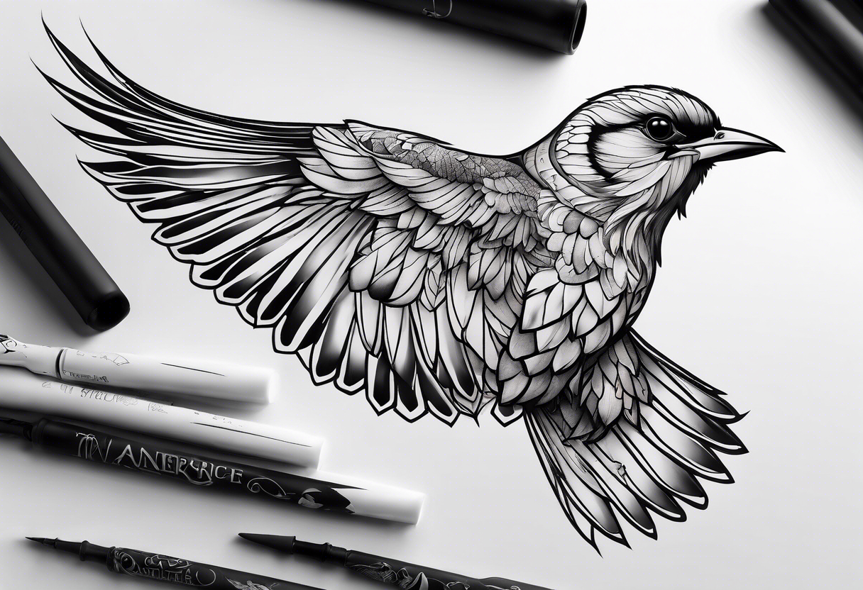 Healed with shading and birds tattoo idea