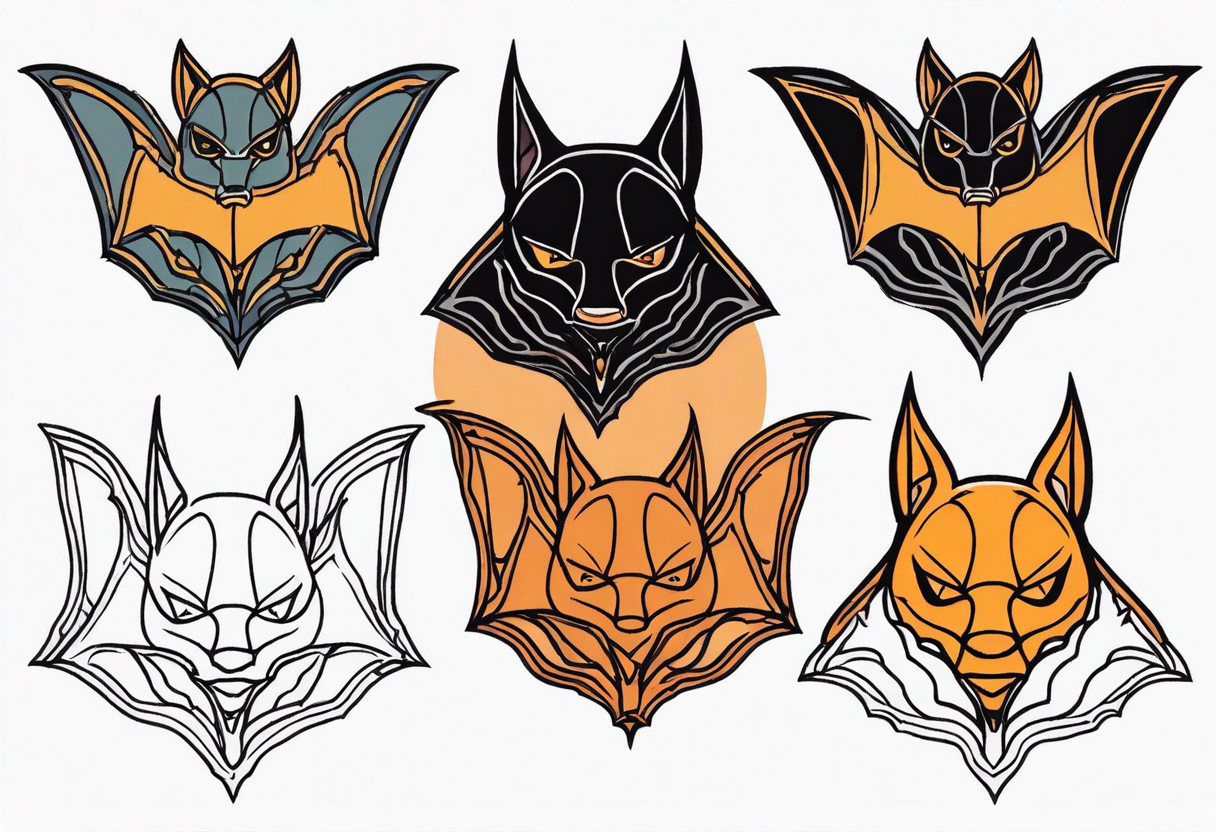 Bat face Knee tattoo in fall colors tattoo idea