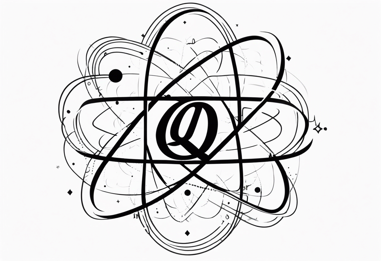 atom with quantum wave of electrons tattoo idea