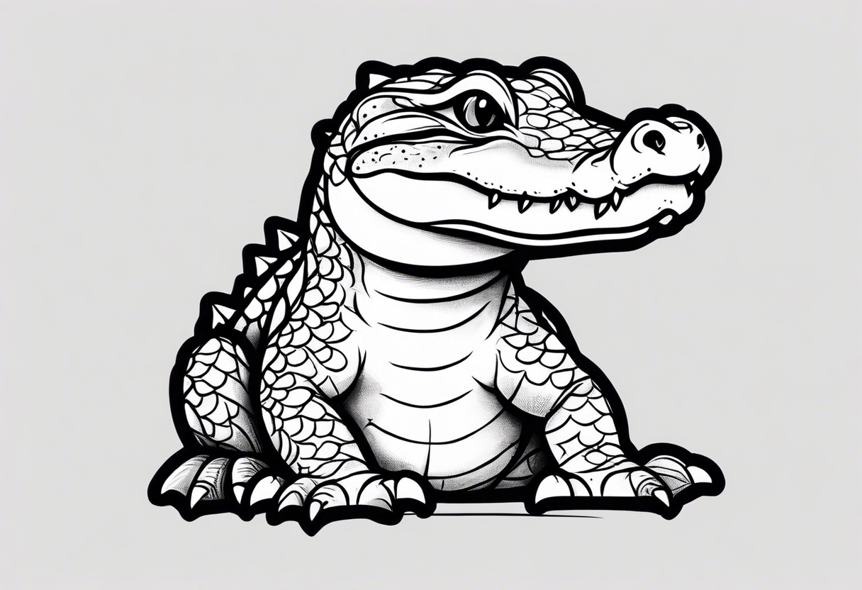 cute face baby small crocodile tattoo idea