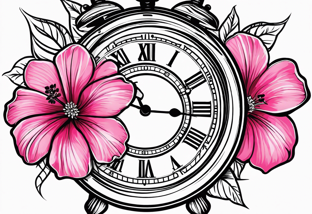 Threrantique pocket clocks one with 905 and the other with 1105 and the other 305 pink hibiscus flower and you will always be my sunshine wrote tattoo idea