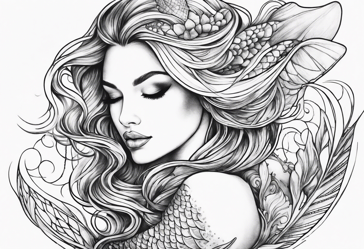 Draw me a nice magical mermaid fish tail tattoo idea