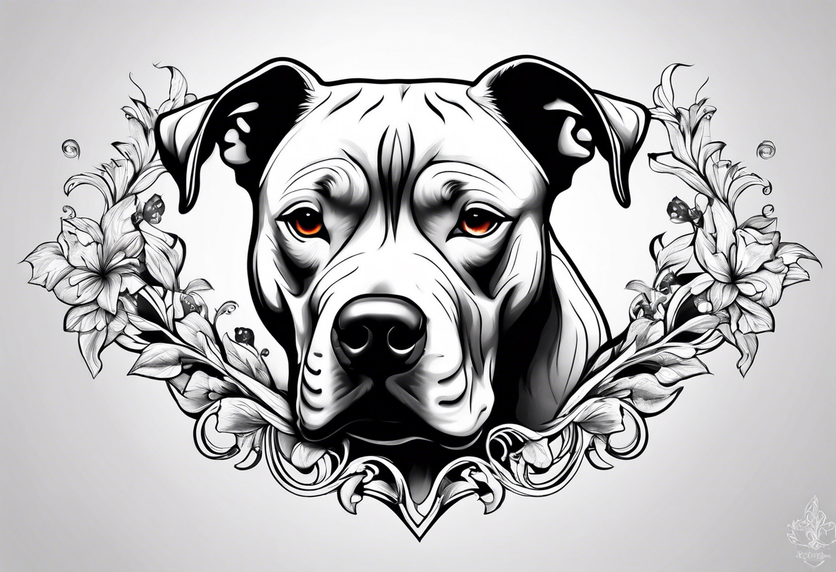 white pitbull pointed years pretty tattoo idea