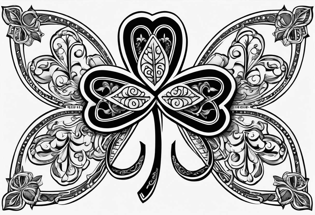 4 leaf clover with horseshoe and dice tattoo idea