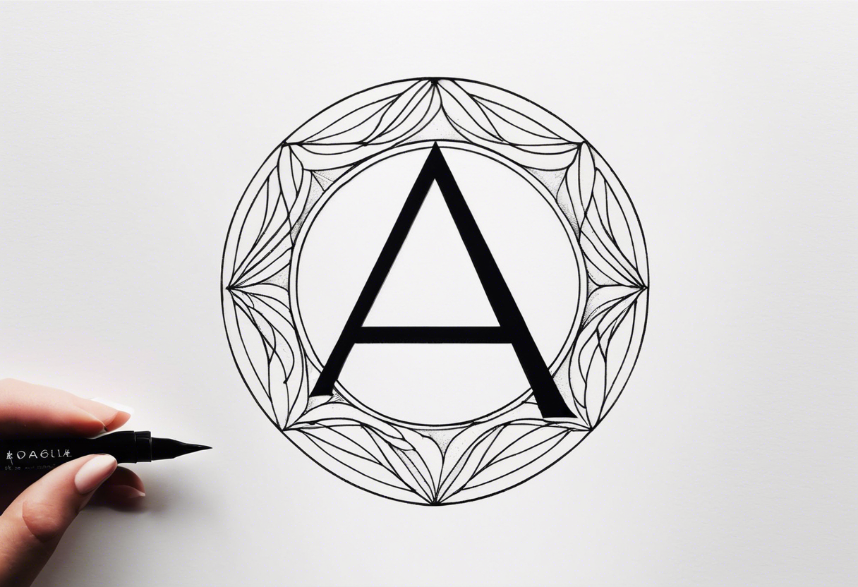 letter delta inside a circle, subtle, girly, simplistic tattoo idea