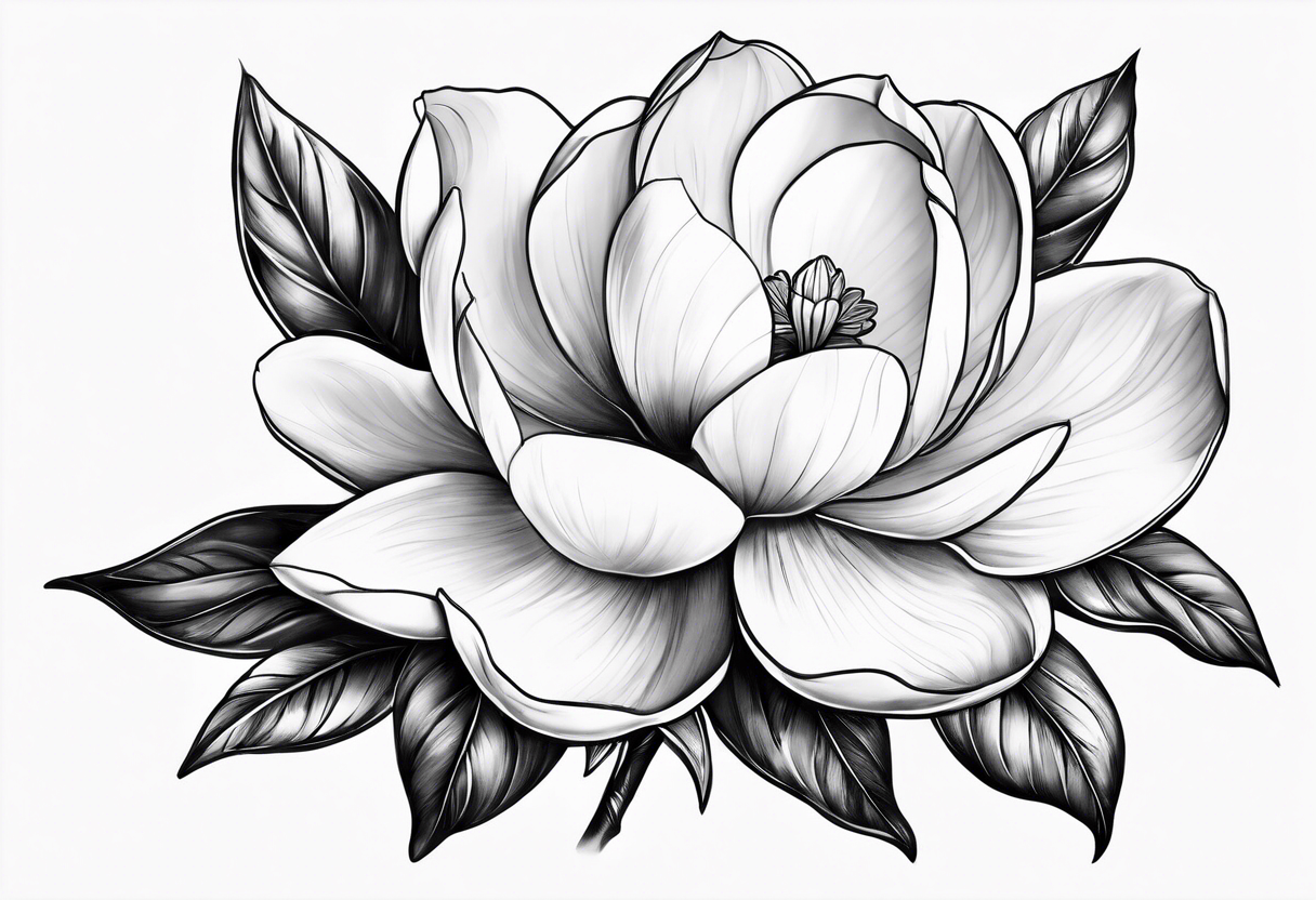 magnolia sketch drawing tattoo idea