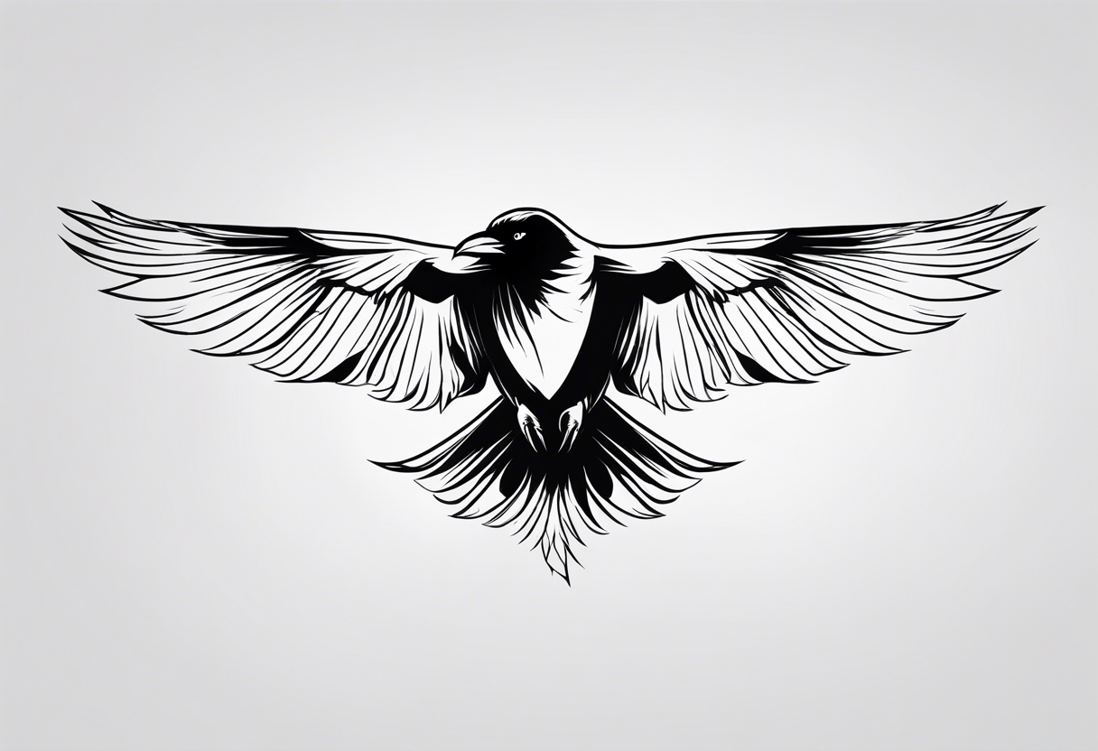 raven in flight seen from the back tattoo idea