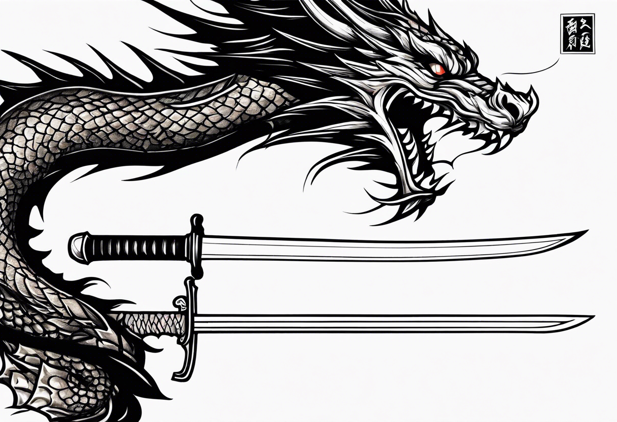 Katana and a dragon tattoo idea