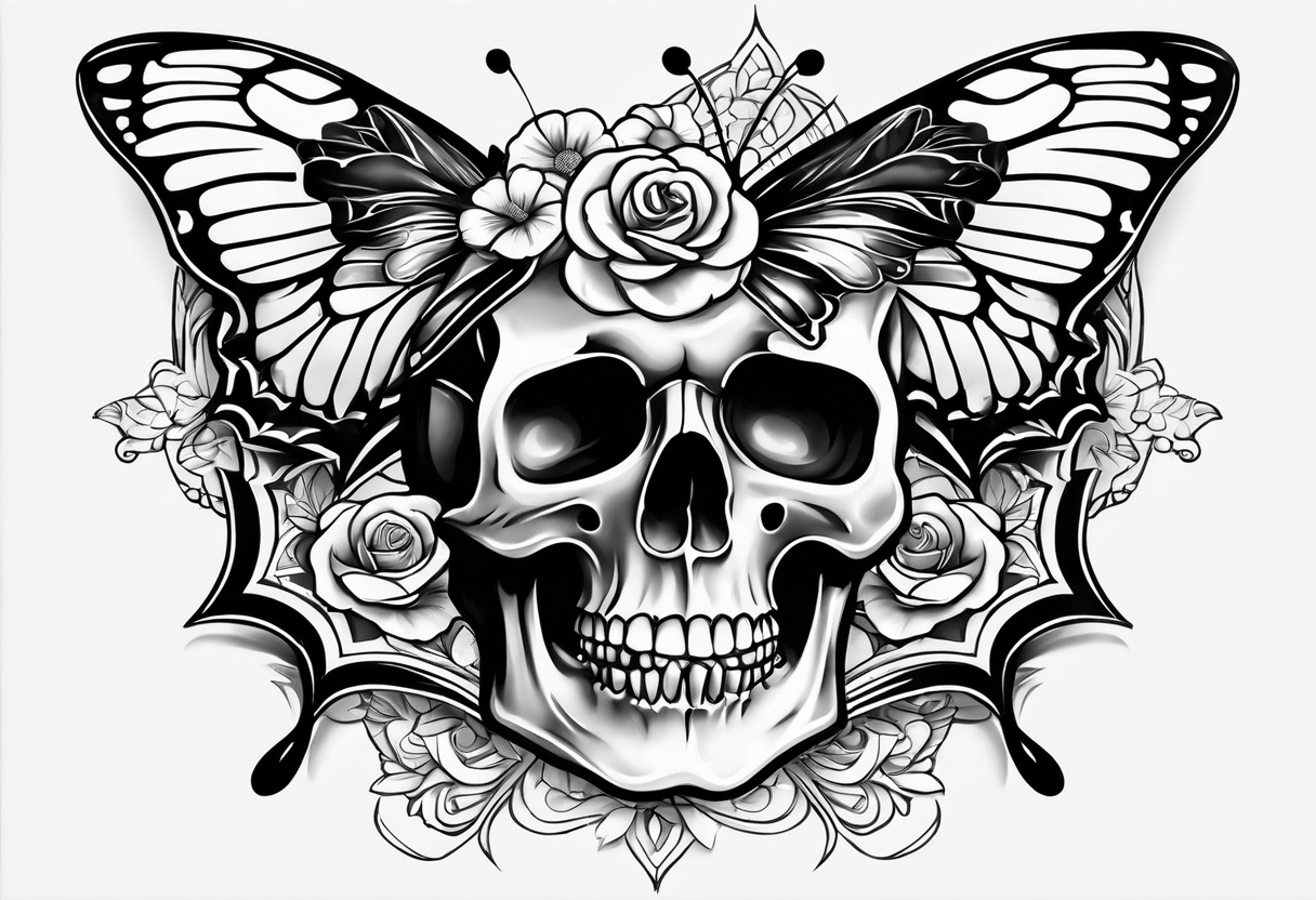 Skull butterfly tattoo idea