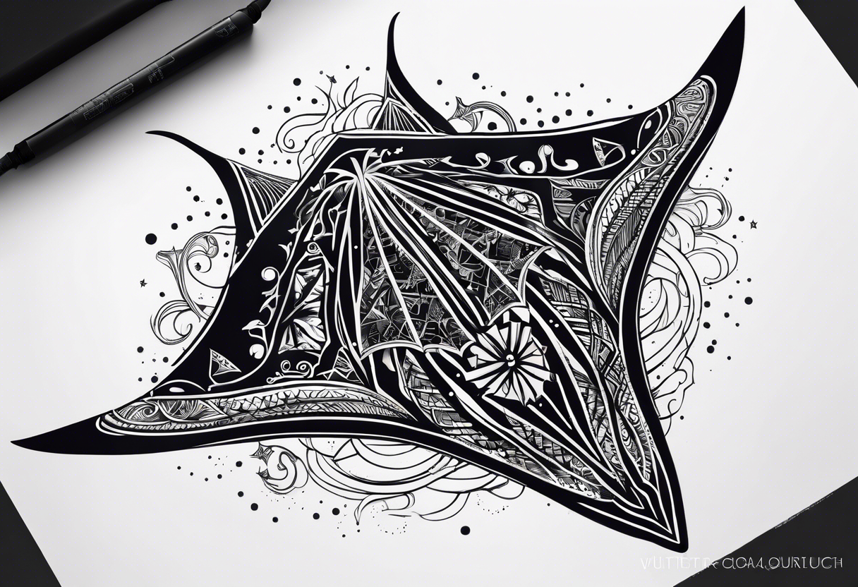 A manta ray with a sea star as a tribal tattoo or an abstract geometric tattoo tattoo idea