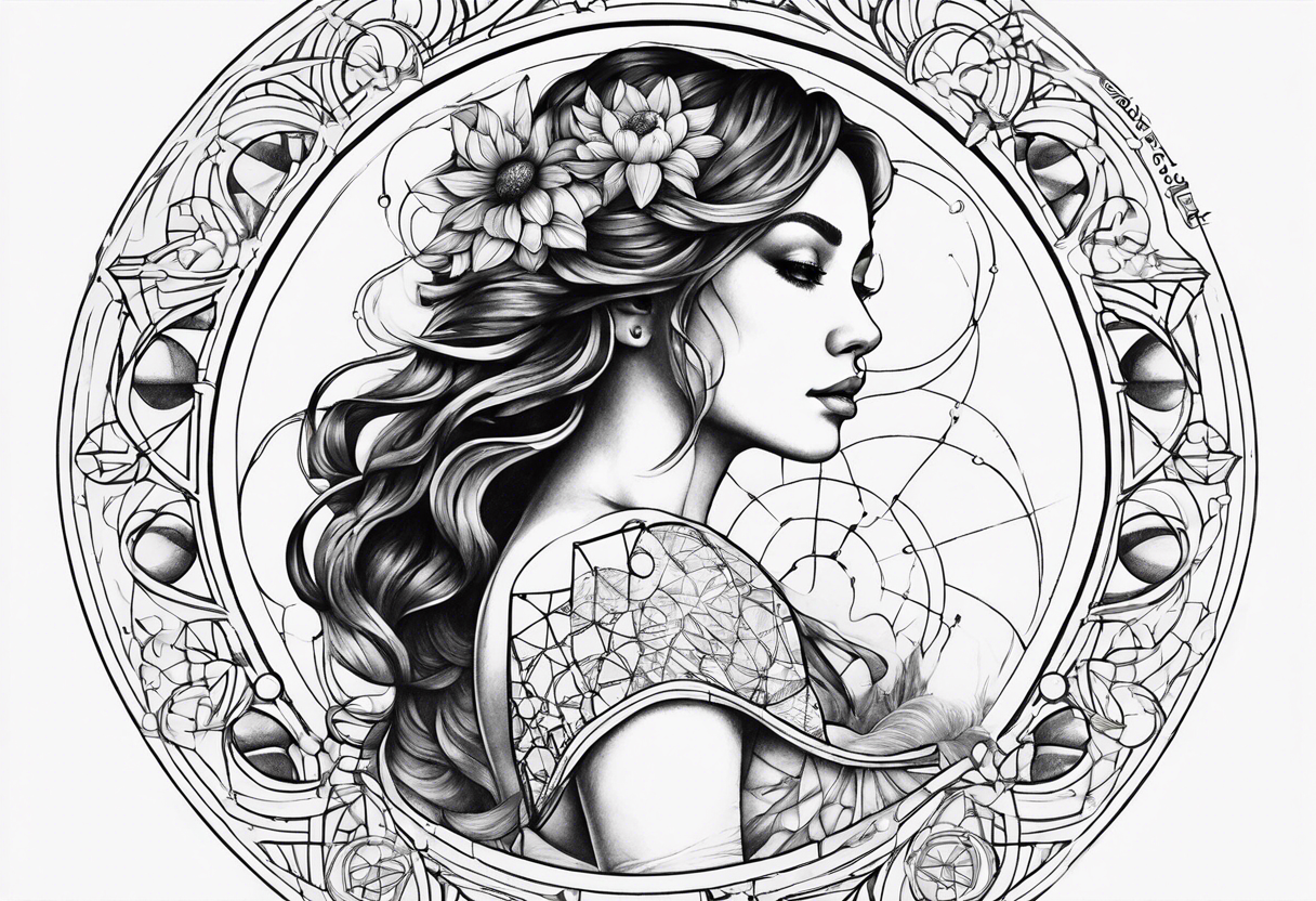 Aquarius with the Fibonacci sequence and sacred geometry tattoo idea