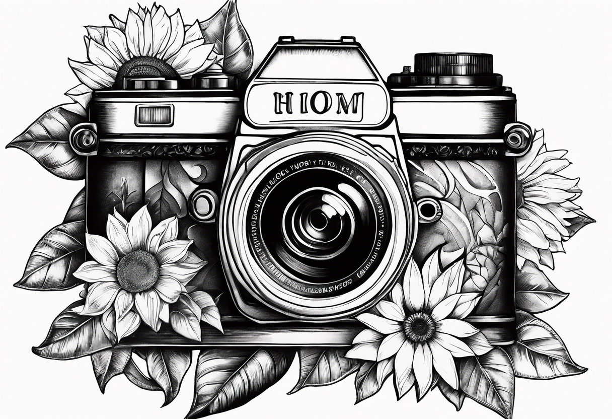 Butterfly, sunflower, camera, book,  flower rose tattoo idea