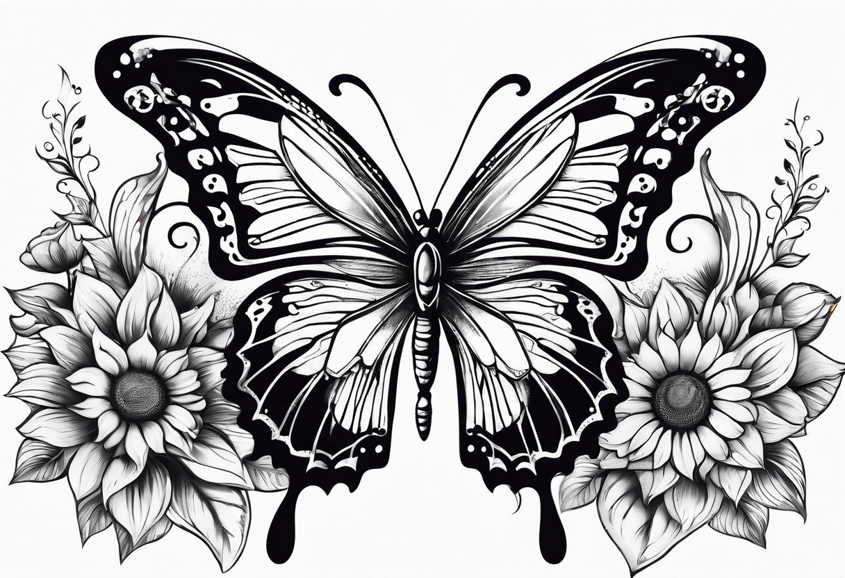 Butterfly, sunflower, book, fly, fish tattoo idea