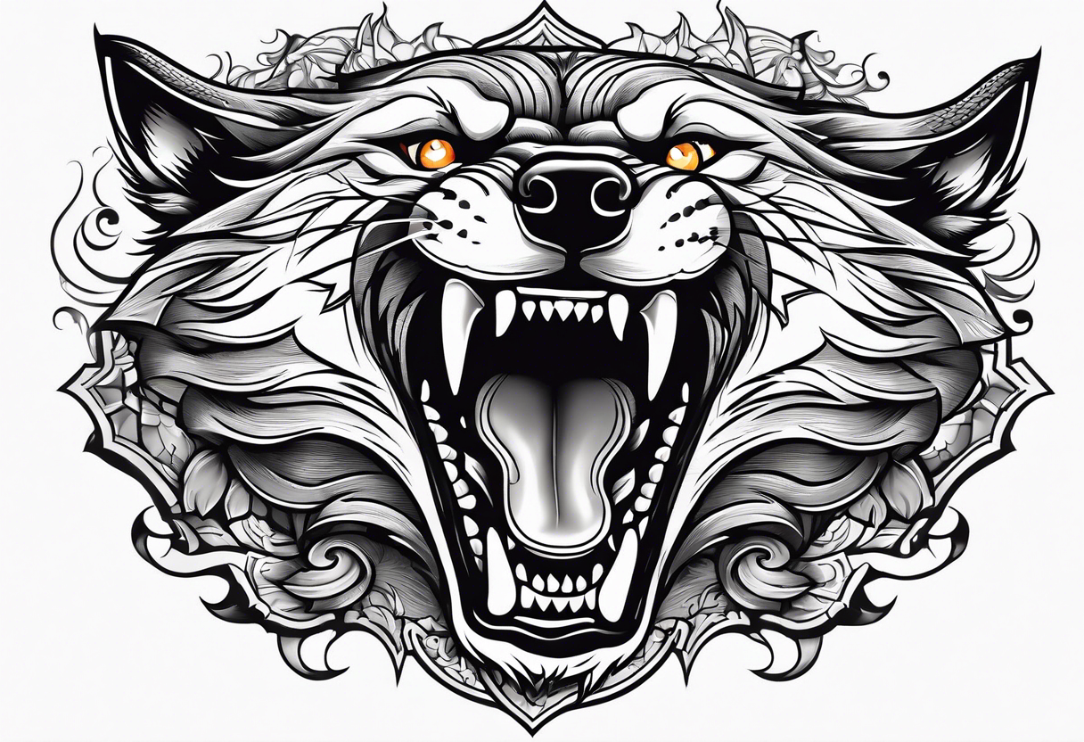 wolf growling tattoo idea