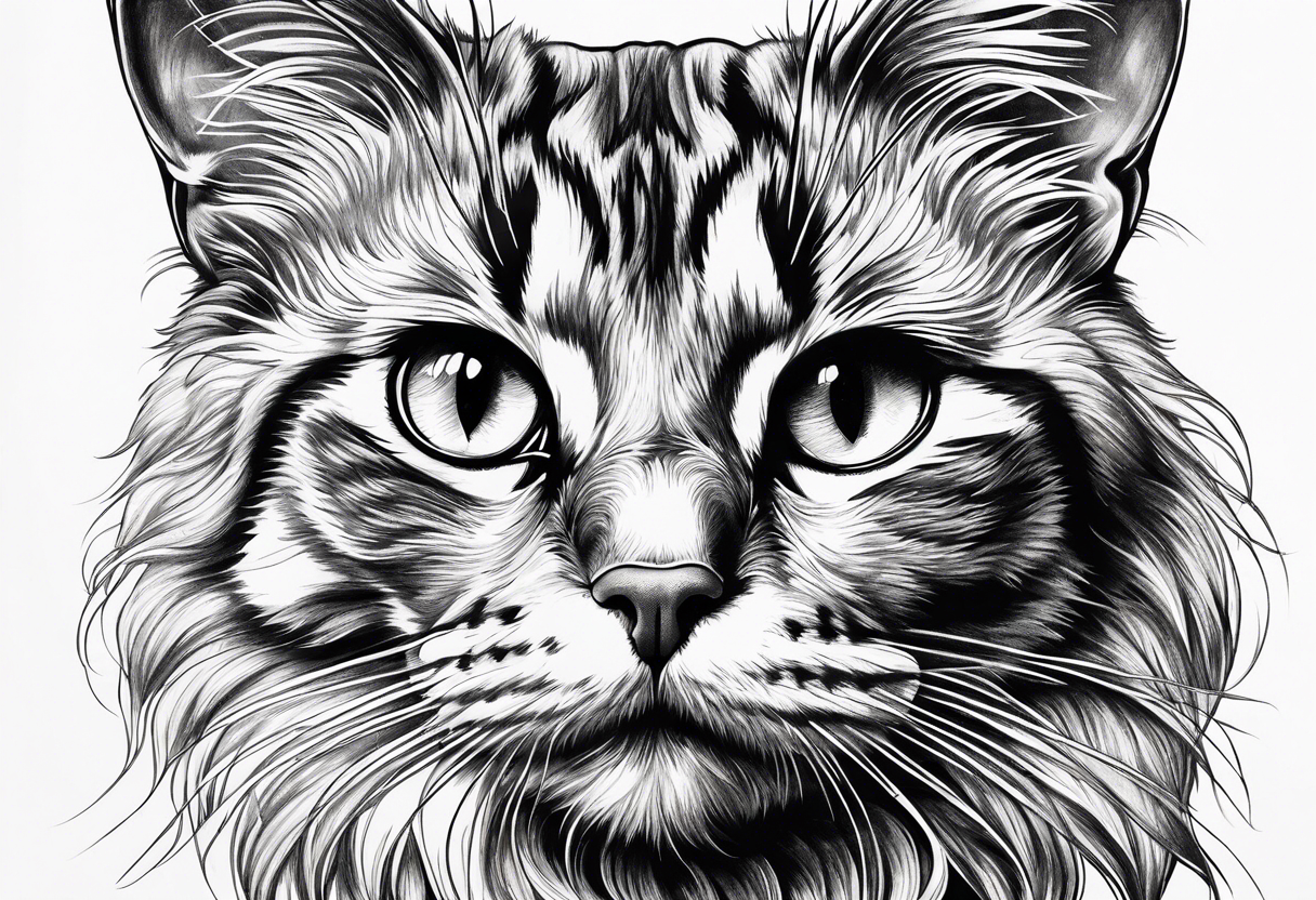 Black and white cat tattoo idea