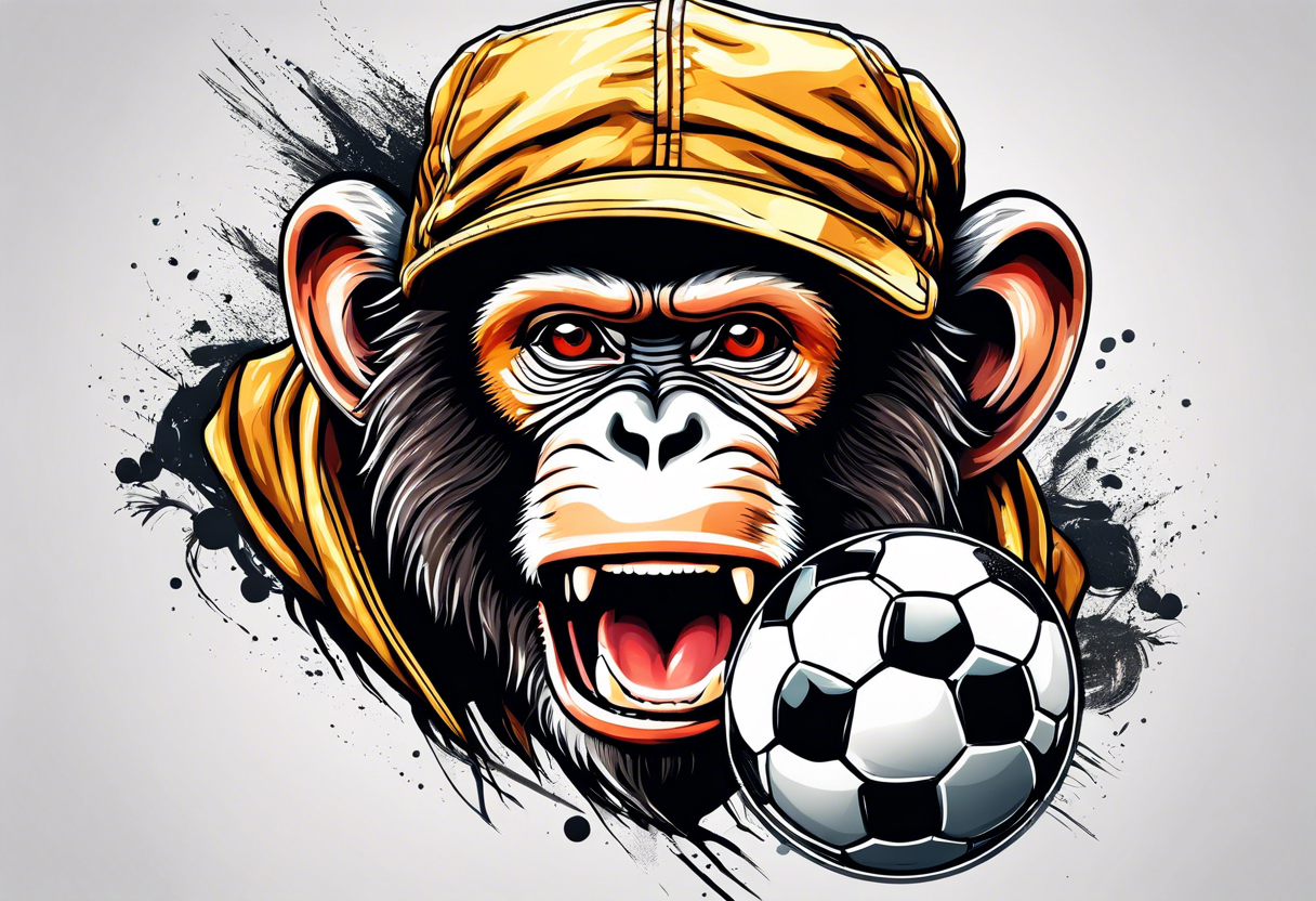 monkey celebrating soccer goal tattoo idea