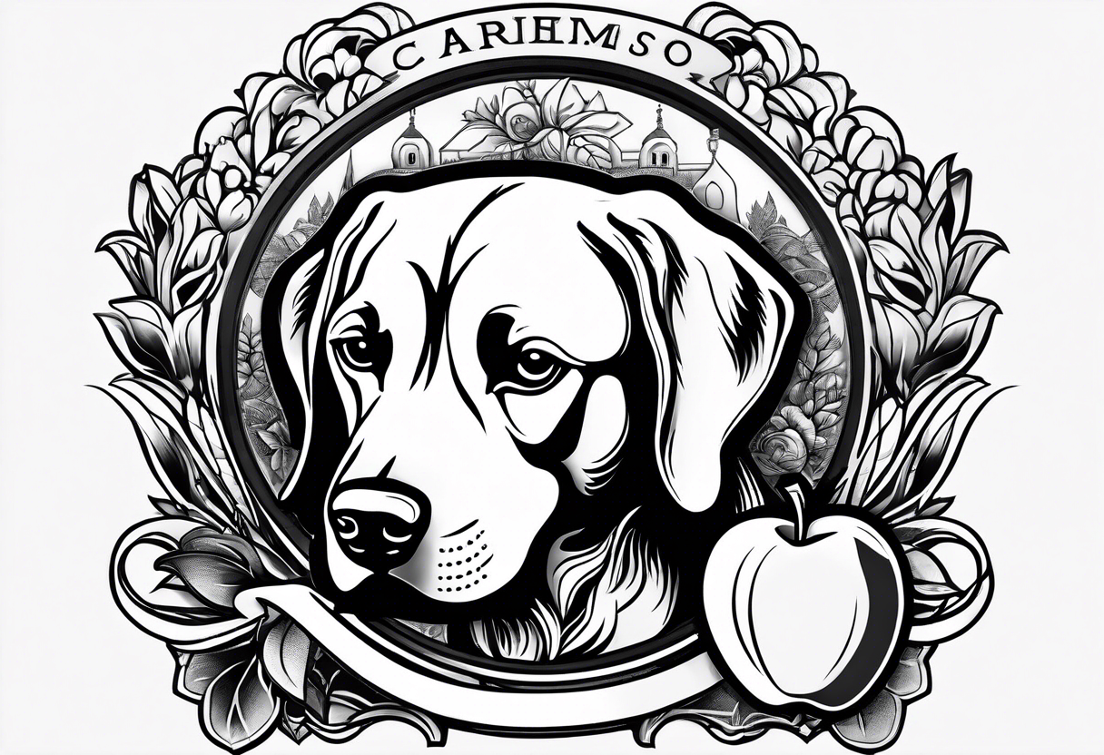 Teacher Apple and black Labrador tattoo idea