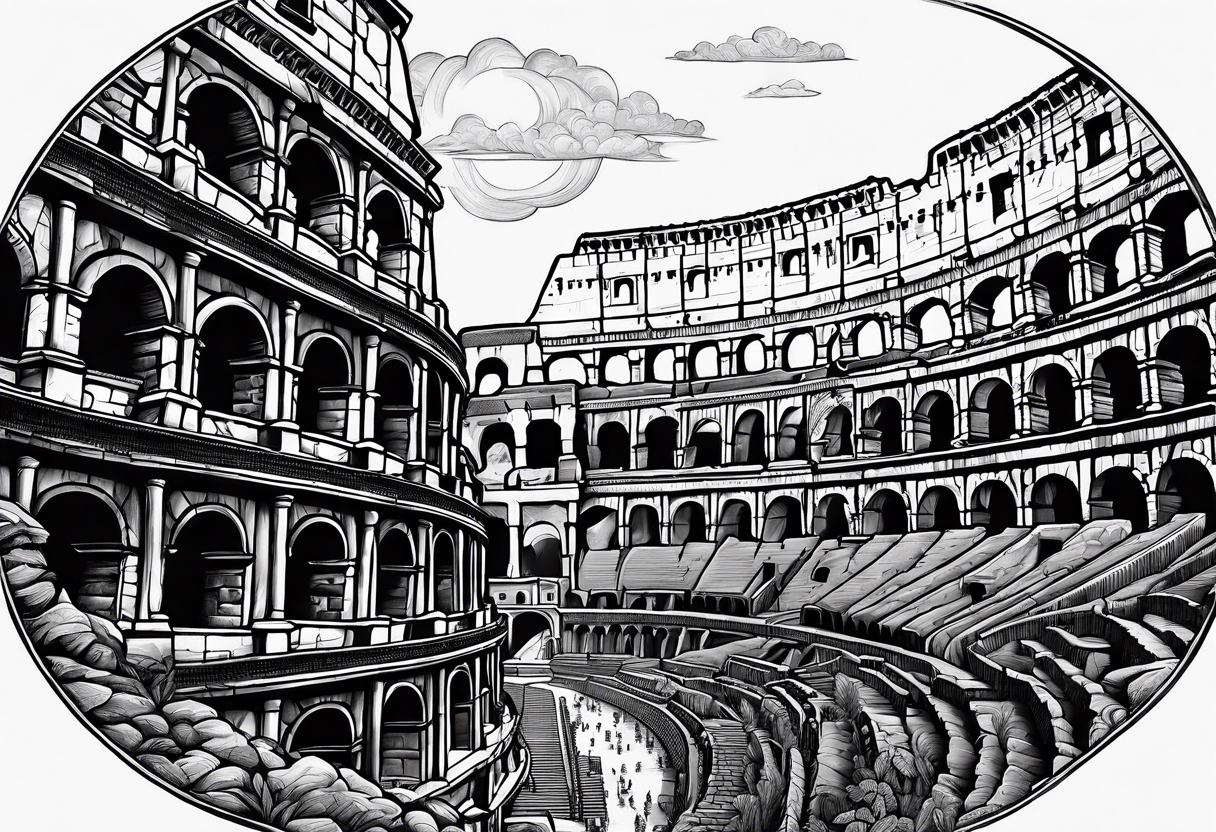 Dystopian colosseum tattoo idea