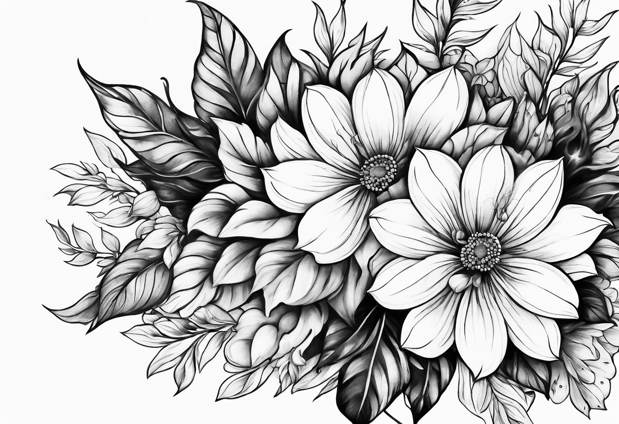 Floral floor ground framing garden tattoo idea