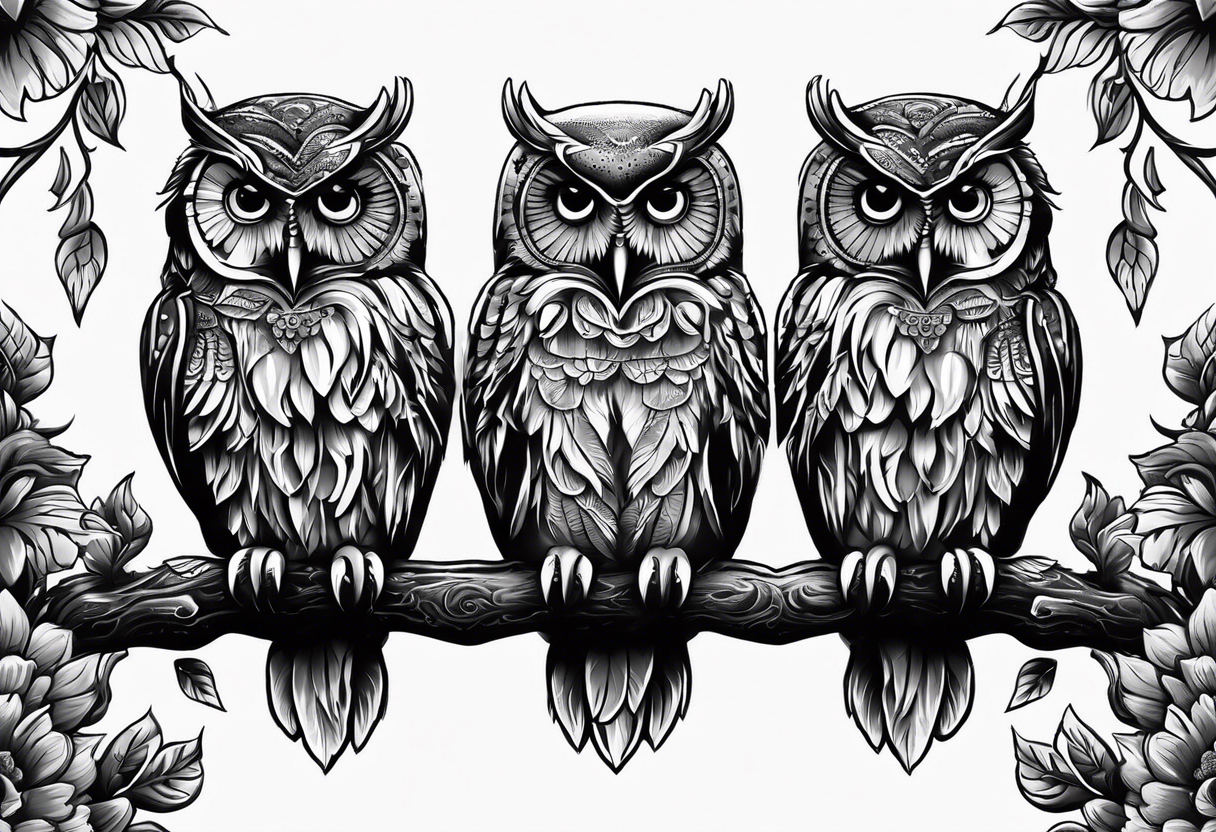Owls 
Hear no evil, see no evil, speak no evil tattoo idea