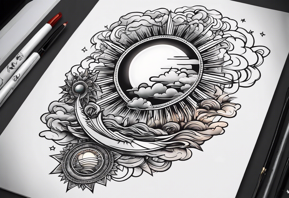 The sun shining through the clouds tattoo idea