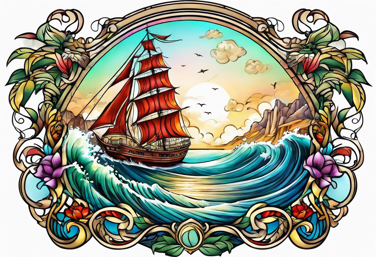 sailing into paradise tattoo idea