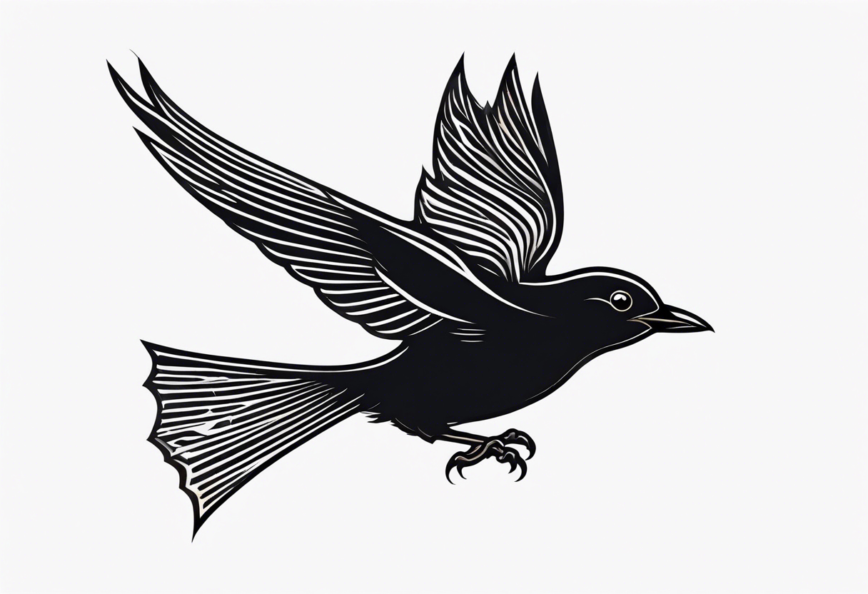 blackbird flying for back tattoo idea