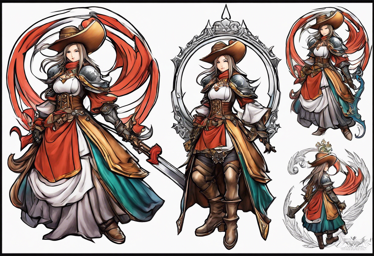 Beatrix from Final Fantasy 9 wielding Save the Queen tattoo idea