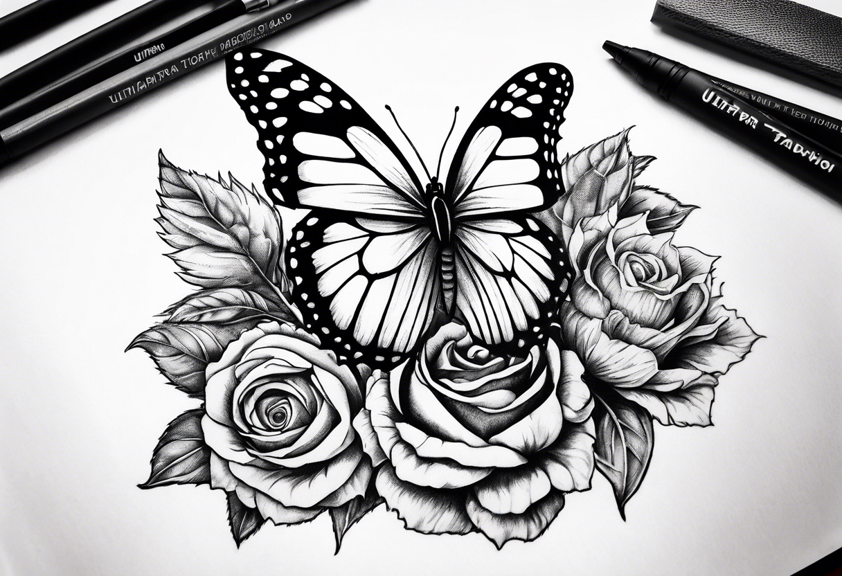 Butterfly, sunflower, camera, book,  flower rose tattoo idea